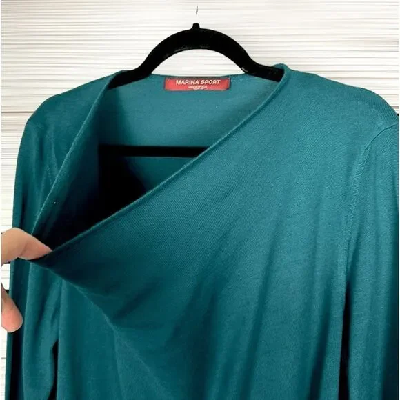Marina Rinaldi Sport Sweater Tunic Deep Sea Green A-line Cowl Neck M US 12-14 - Picture 4 of 12